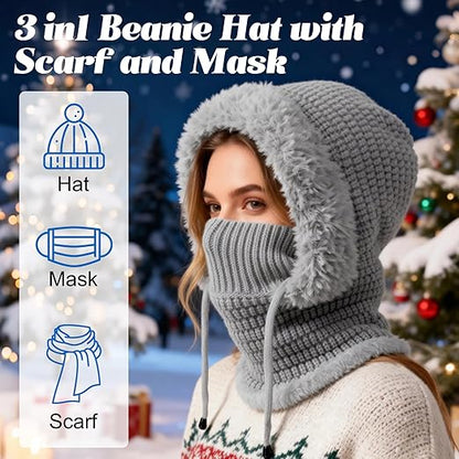 3 in 1 Beanie Hat For Women