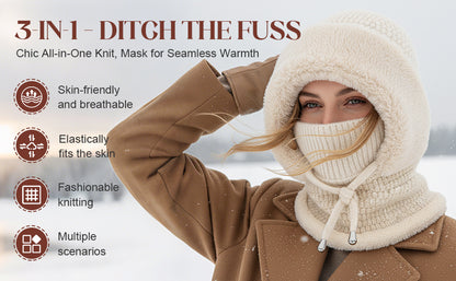 3 in 1 Beanie Hat For Women