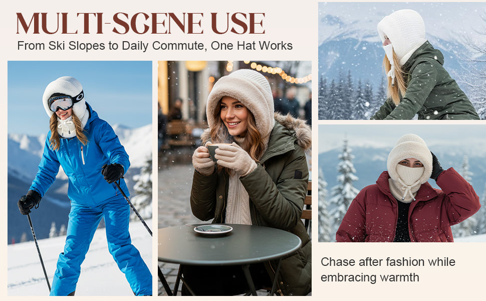 3 in 1 Beanie Hat For Women